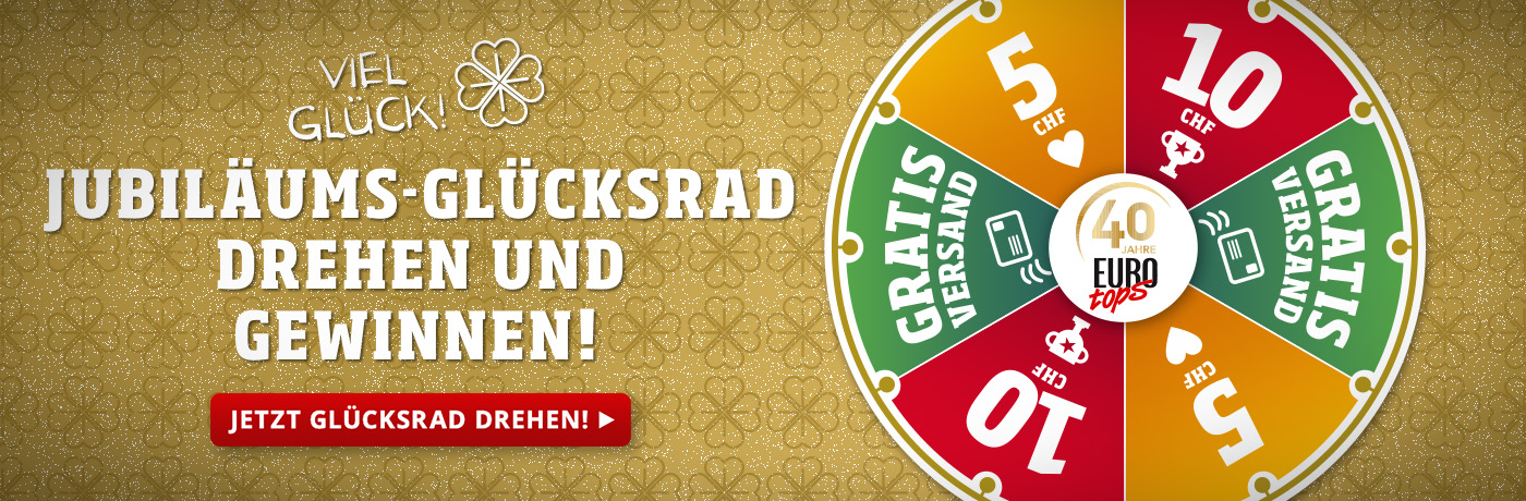 Jubiläums-Glücksrad drehen und gewinnen