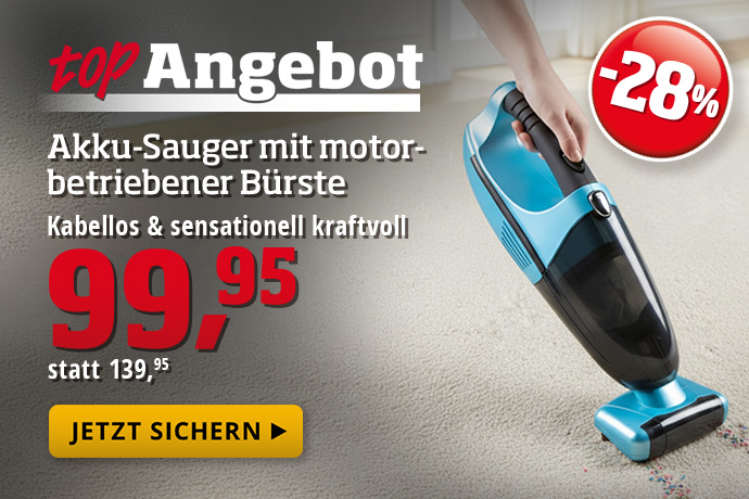 Topangebot - Akku-Sauger mit motorbetriebener Bürste
