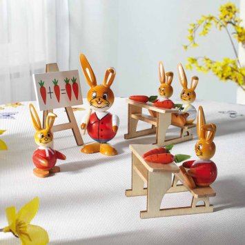 École des lapins en bois