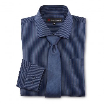 Hemd-Krawatten Set, blau-gestr