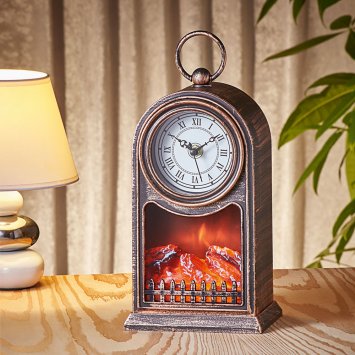 Tischuhr mit Flammeneffekt