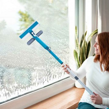3in1 Fensterreinigungssystem mit Teleskopstange