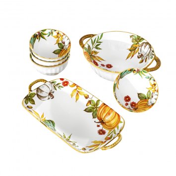 Service en porcelaine « Automne doré », 6 pièces