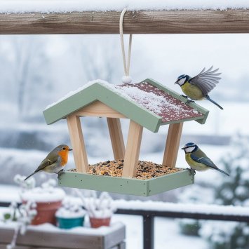 Mangeoire pour oiseaux en bois