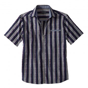 Seersuckerhemd mit Reißverschluss