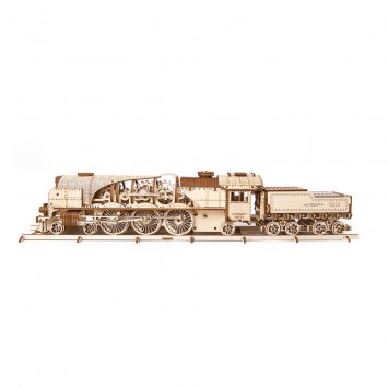 Holzmodell Dampflokomotive mit Tender