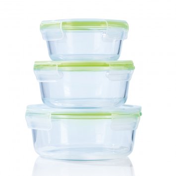 Glas-Frischhalteschüssel-Set ”Round”