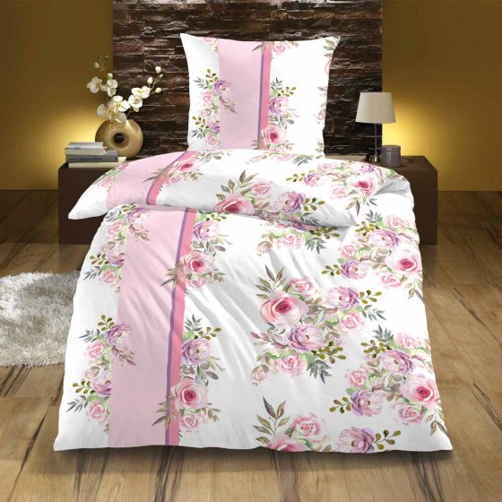 Linge de lit en coton seersucker « Rêve de roses »