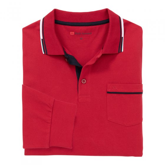Polo à manches longues en piqué 3XL (128/132) | Rouge