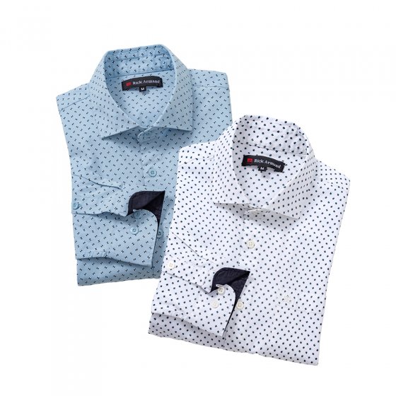MILANO-Stretchhemd im Set 3XL (47/48) | Weiß#Hellblau