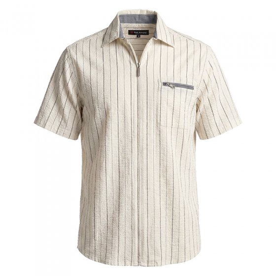 Chemise en seersucker avec fermeture éclair 