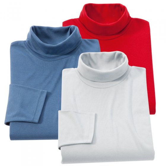 Jersey-Rollishirts im Dreier-Pack 