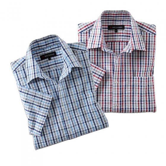 Seersucker-Hemd "Oxford" rot XL | Rot-kariert
