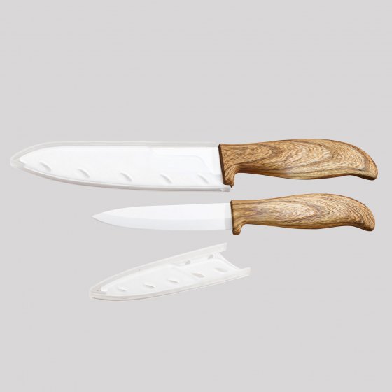 Set de couteaux céramique aspect bois 
