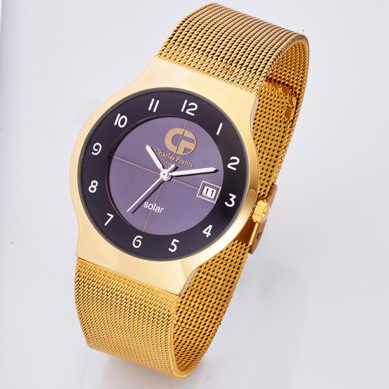 Montre plate solaire « Gold » 