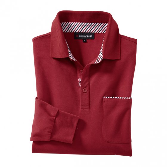 Langarm Poloshirt, rot M | Rot