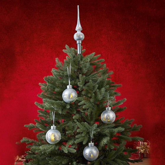 LED-Weihnachtskugeln mit Baumspitze 