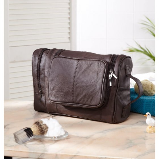 Trousse de toilette en cuir vachette 