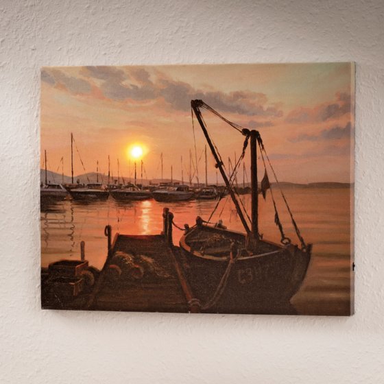Tableau LED "Idylle portuaire"