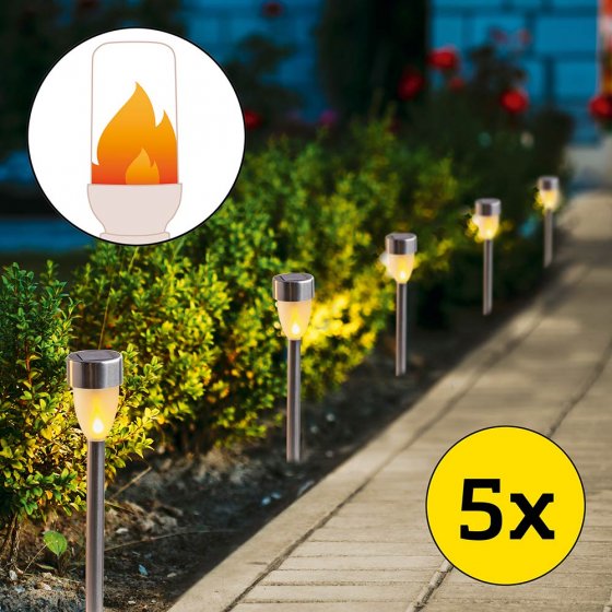 Lampes solaires à effet de flamme Lot de 5