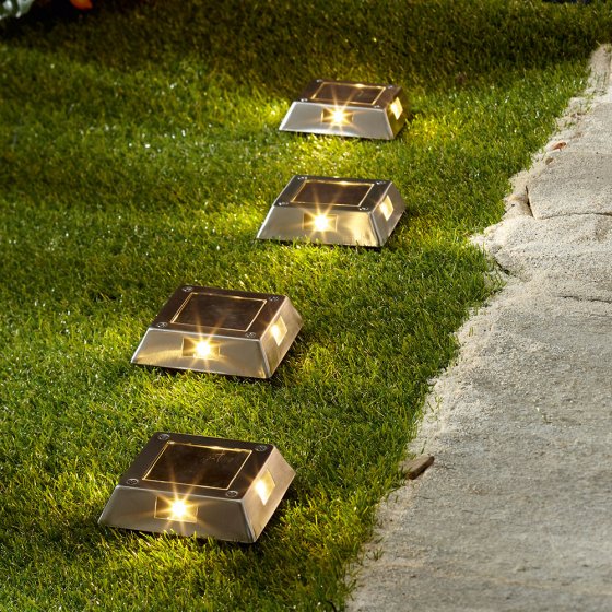 Lampes de sol en inox Lot de 4