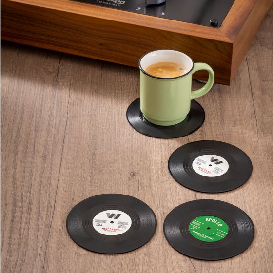 Lot de quatre dessous de verre vinyle « records » 