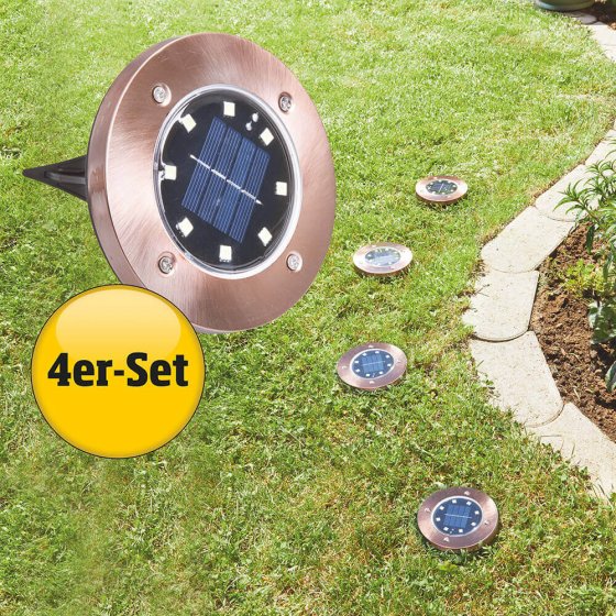 Solar-Bodenleuchten in Kupferoptik 4er-Set 