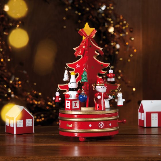 Spieluhr Weihnachtsbaum Rot