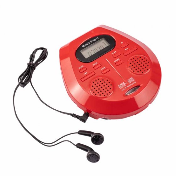Tragbarer CD-Player mit Stereo-Lautsprechern Rot