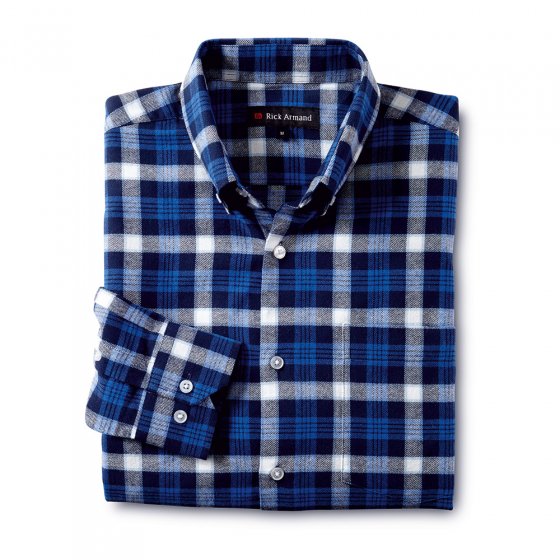 Baumwoll-Flanellhemd, blau L | Blau