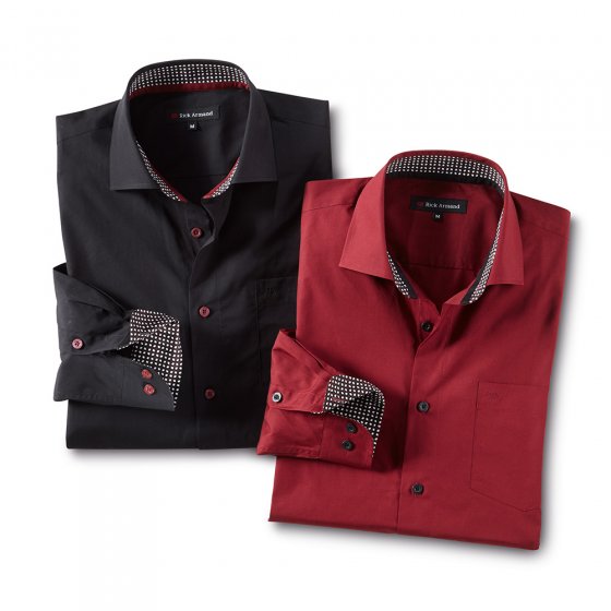 "Milano"  Komforthemd, SET L | Bordeaux#Schwarz