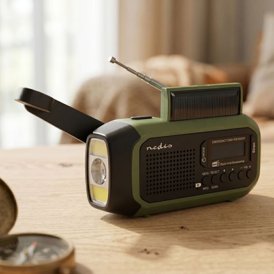 Radio DAB+ à manivelle et énergie solaire 