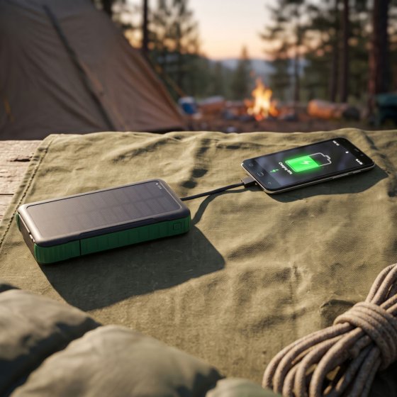 Chargeur à manivelle et solaire avec câbles intégrés 