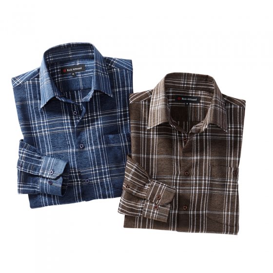 Chenille-Hemd, SET 3XL | Blau-kariert#Braun-kariert