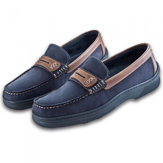 Chaussures bateau en cuir lisse et nubuck 