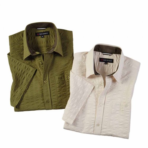 Chemise en seersucker de coton 3XL (47/48) | Beige