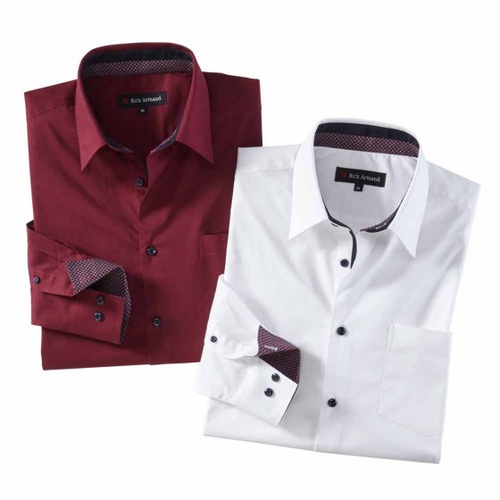 Chemise stretch Milano en lot 3XL (47/48) | Blanc#Rouge foncé