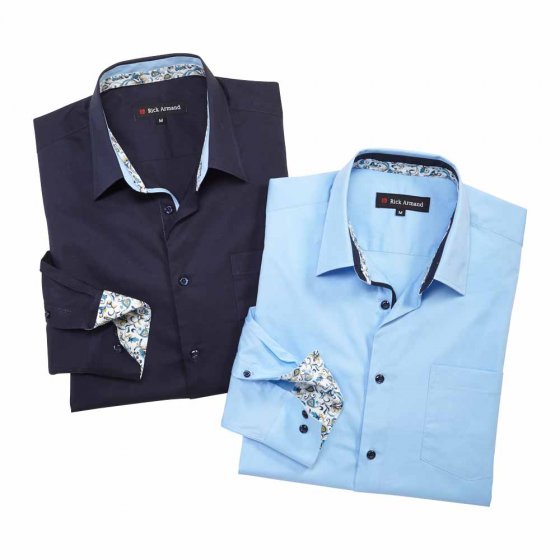Milano Stretchhemd im Set 3XL (47/48) | Hellblau#Marine