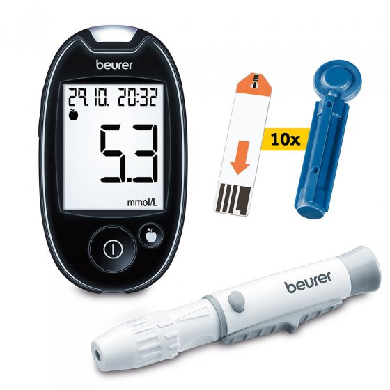 Beurer Lecteur de glycémie sanguine kit de départ Kit de départ, mmol/L