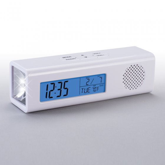 Radio-réveil multifonction avec lampe de poche 