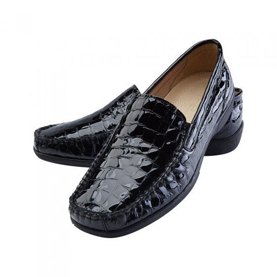 Mocassins en cuir aspect croco vernis 