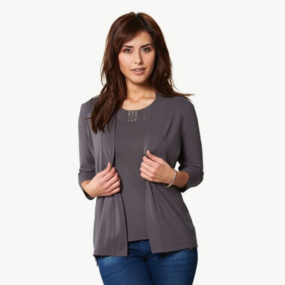 Set aus Cardigan und Top mit Ziersteinen 