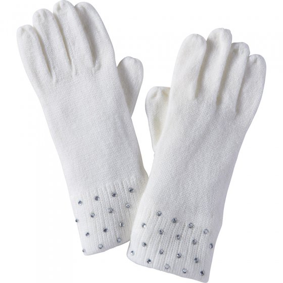Handschuhe,Strick,Strass,creme | Schwarz