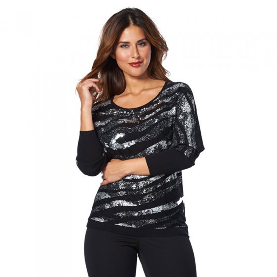 Pull à motif argenté et paillettes 