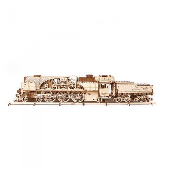 Holzmodell Dampflokomotive mit Tender 