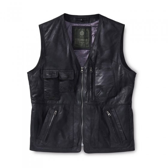 Gilet cuir multipoches 