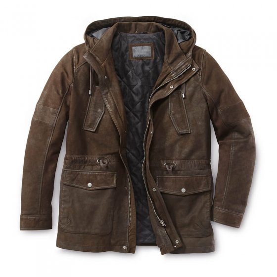 Leder-Parka,Braun 54 | Braun