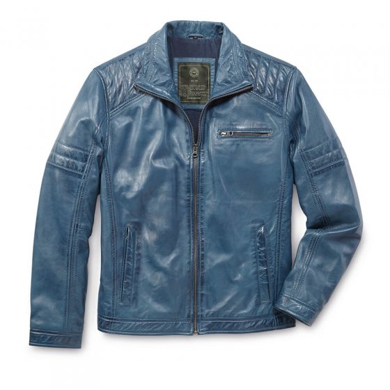 Modische Lederjacke, Blau 60 | Blau