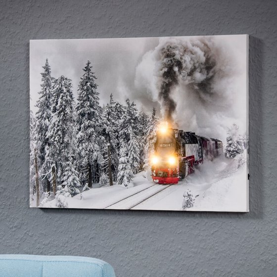 LED-Wandbild  "Dampflokomotive" 