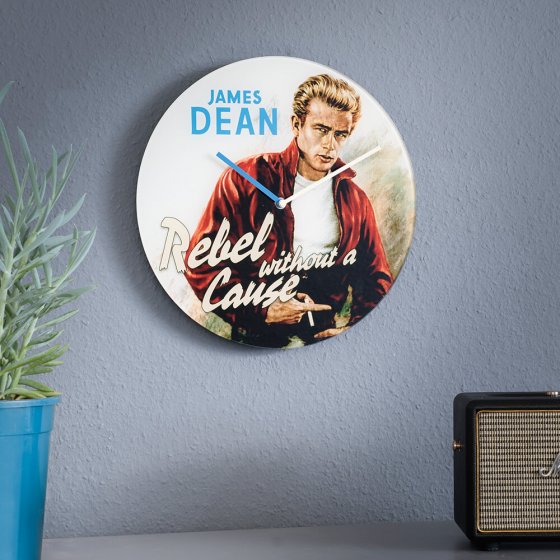 Pendule murale en verre  "James Dean" 